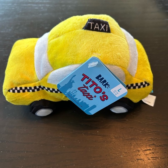 Bark Yellow and Black Plush Taxi Dog Toy with Soft Texture and Cartoonish Shape - Picture 2 of 2